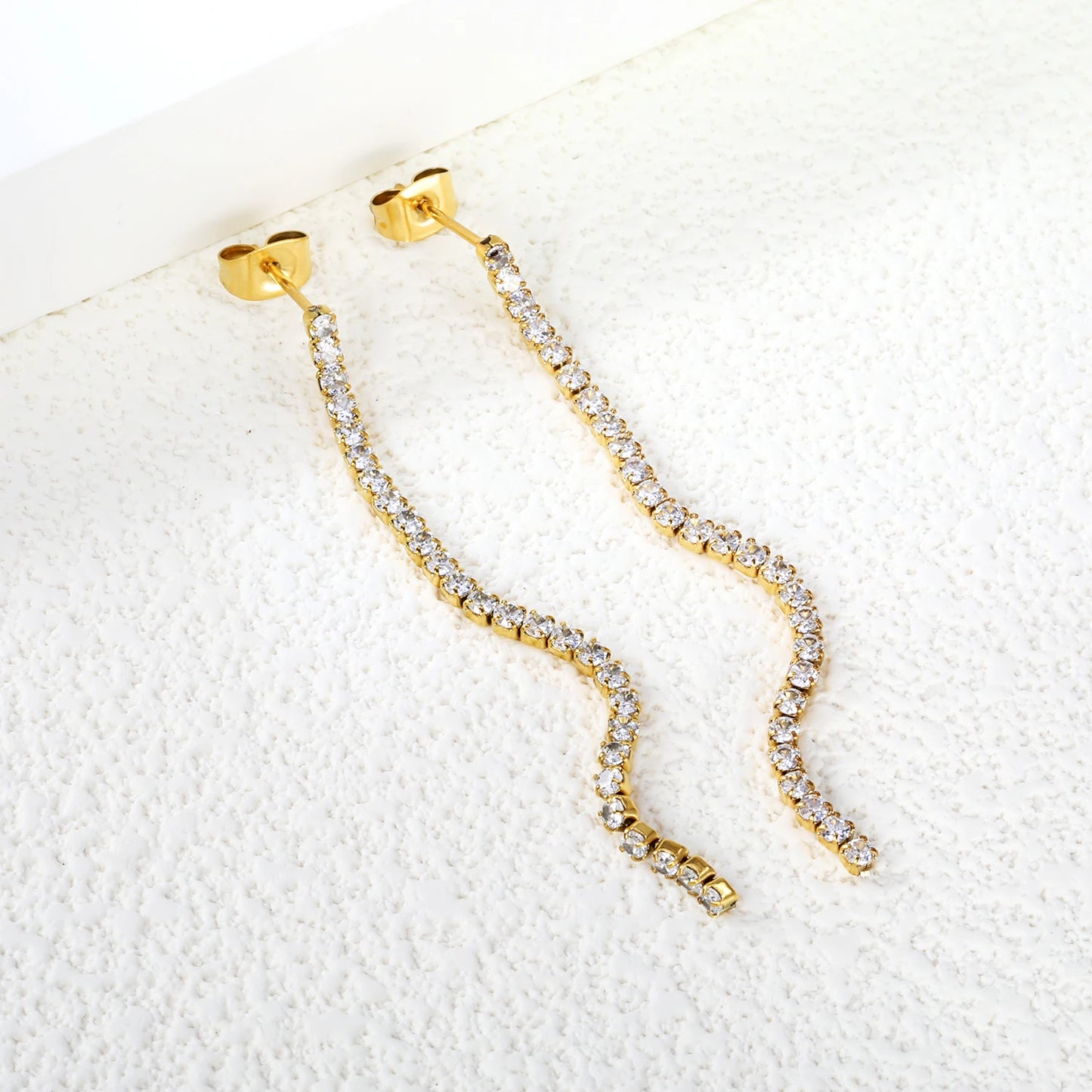 Long Tassel Drop Earrings – 18K Gold-Plated Stainless Steel Dangle Earrings for Women