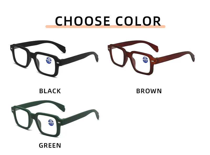 Unisex Rectangle Reading Glasses | 3 Colors, +1.00 to +4.00