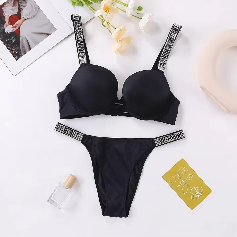 Women's Lace Trim Supportive Bra & Panty Set – Classic Lingerie Set