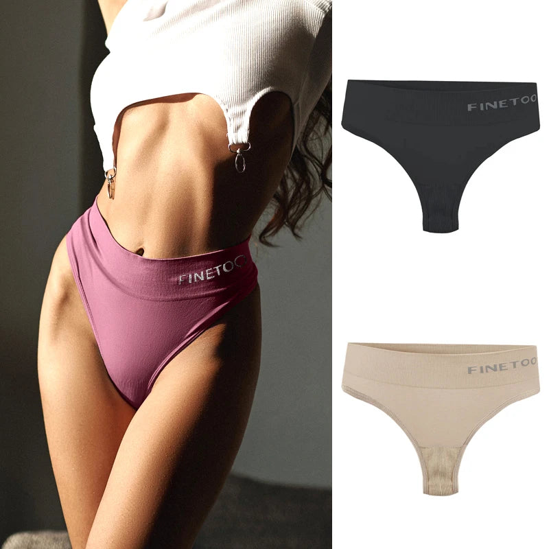 2-Pack High Waist Seamless Thongs — Plus Size G-String Panties M–2XL