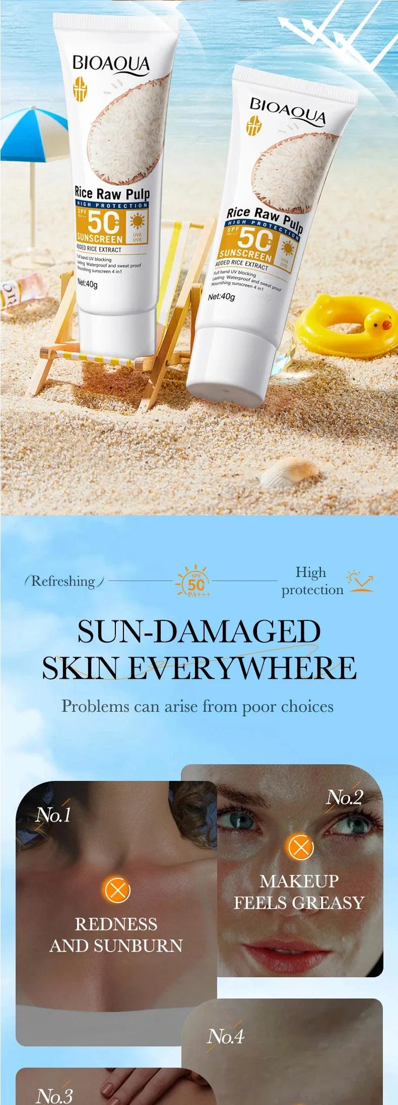 SPF 50+ Facial & Body Sunscreen Cream – Lightweight, Non-Greasy, Long-Lasting UV Protection