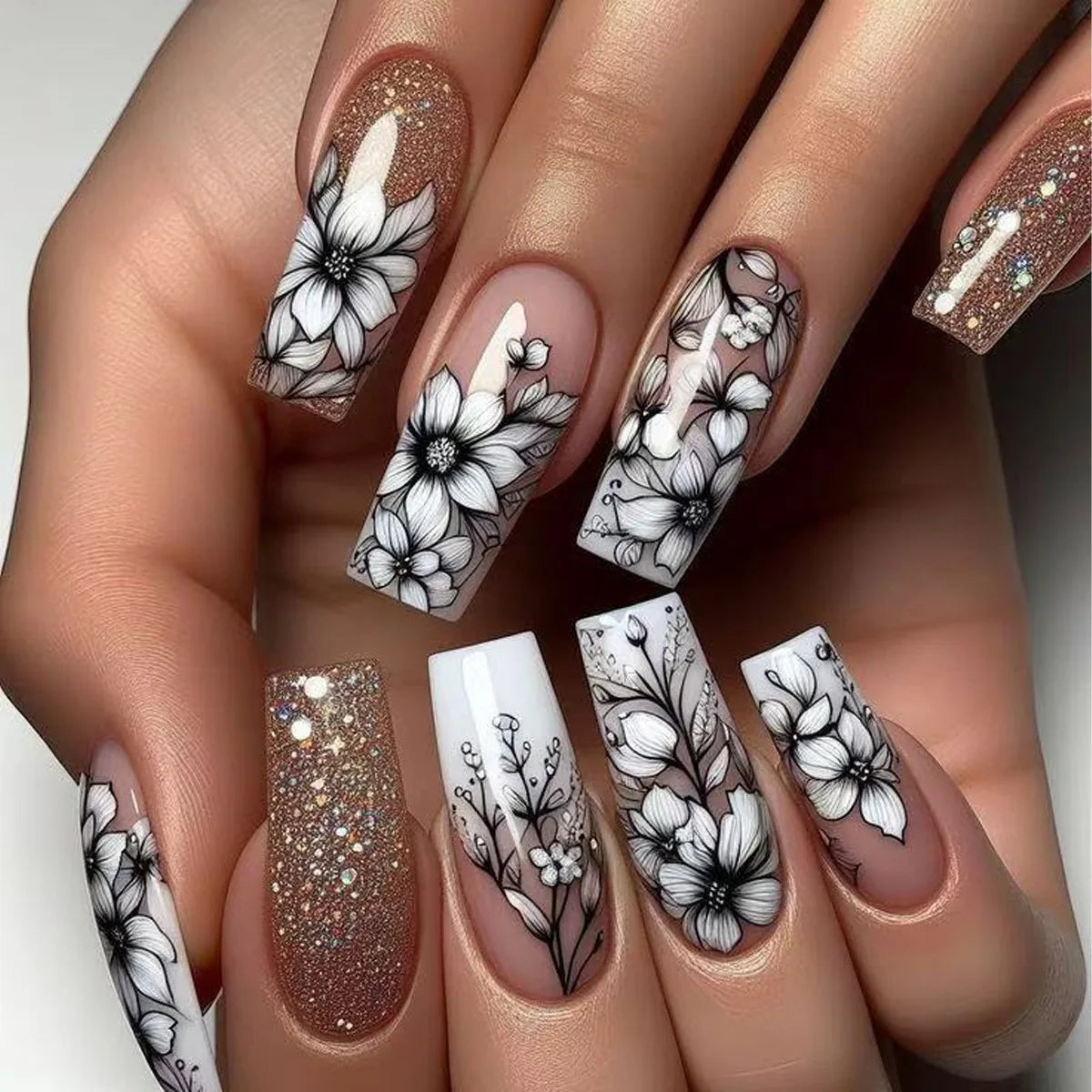 Short Ballerina Press-On Nails – Ombre Gradient Designs, 24 Pieces