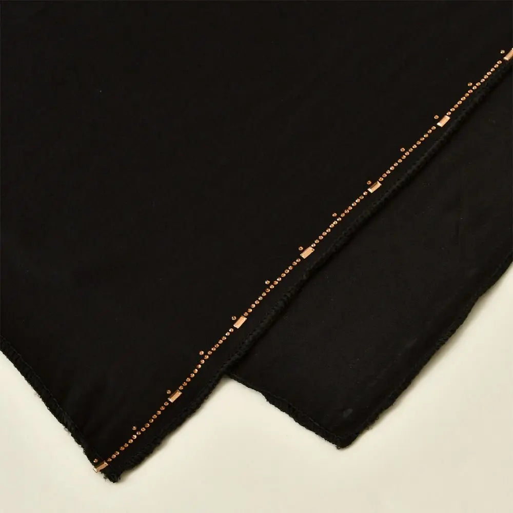 New Breathable Rhinestone Hijab Scarf Soft Glitter Shimmer Edge Headband Turban Solid Color Headscarf For Women