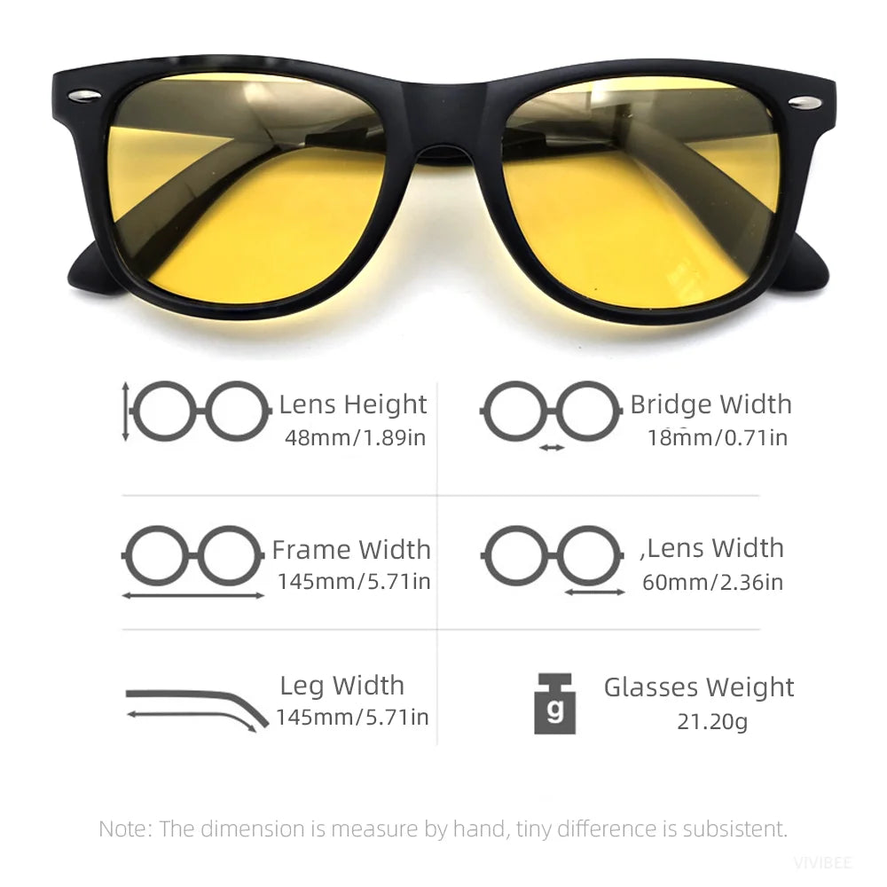 Square Yellow-Tinted Glasses | 3 Frame Finishes