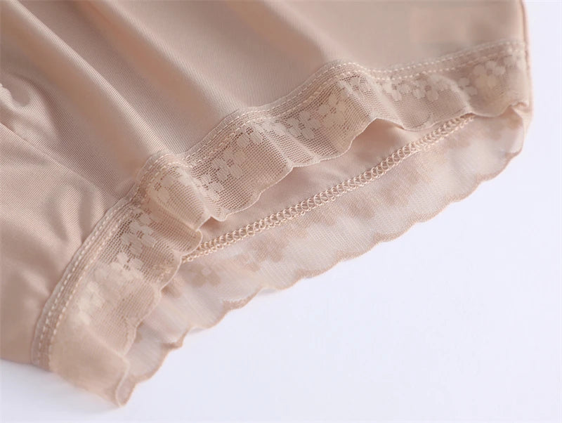 4Pcs Ice Silk Lace Panties Seamless Soild Underwear For Women Sexy Ultra-thin Breathable Briefs Girls Soft Transparent Lingerie
