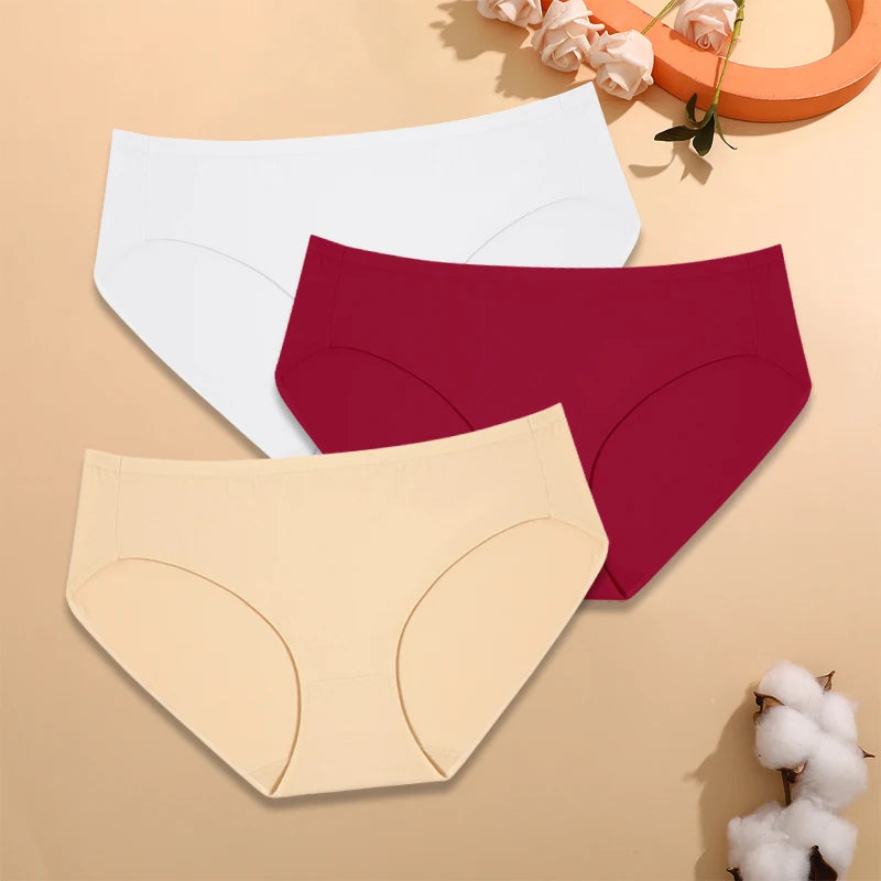 3-Pack Cotton High Waist Briefs — Plus Size XL–4XL Breathable Panties