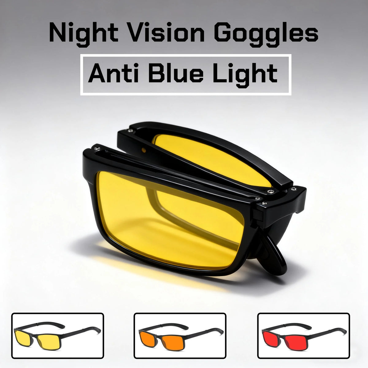 Foldable Rectangular Glasses | Orange & Red Lens Options