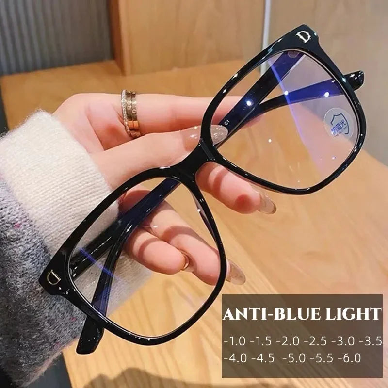 Oversized Square Myopia Glasses | Black, Pink & Clear Frames