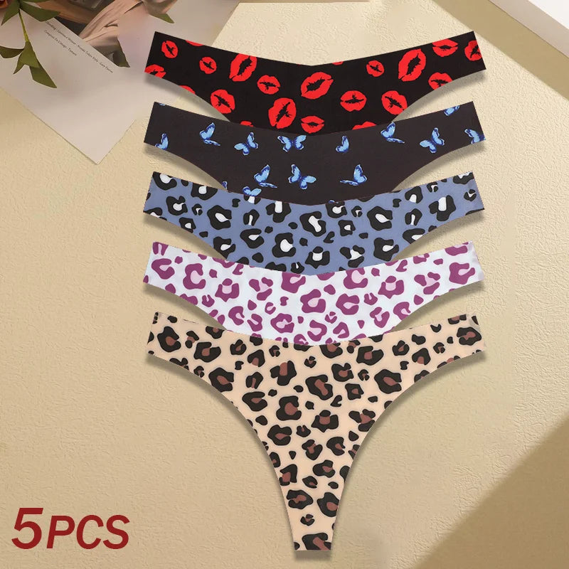 5Pcs Women G-string Seamless Sweet Fruit Thongs Low-waist Panties Ladies Soft Cute Thongs Female S-XL T-Back Panties Underwear