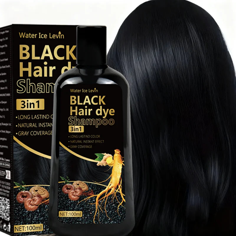 3-in-1 Black Hair Dye Shampoo with Ginger & Biotin – Long-Lasting Color, Gray Coverage & Hair Growth | 100g