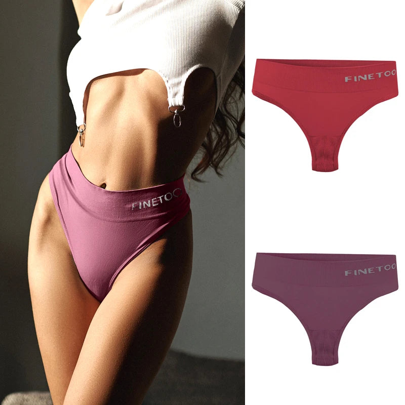 2-Pack High Waist Seamless Thongs — Plus Size G-String Panties M–2XL