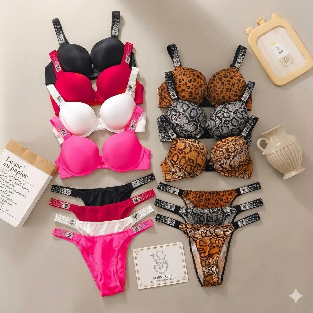 Women's Lace Seamless Push-Up Bra & Panty Set – 7 Colors Underwire Lingerie