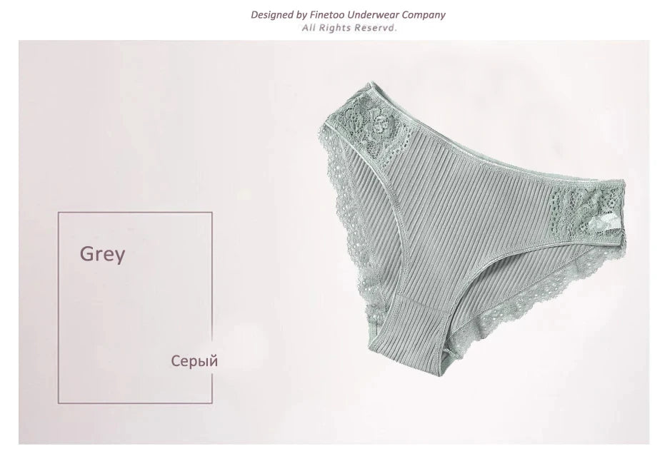 FINETOO 7PCS Cotton Underwear Women's Panties Set Comfort Underpants Floral Lace Briefs For Woman Sexy Low-Rise Pantys Intimates