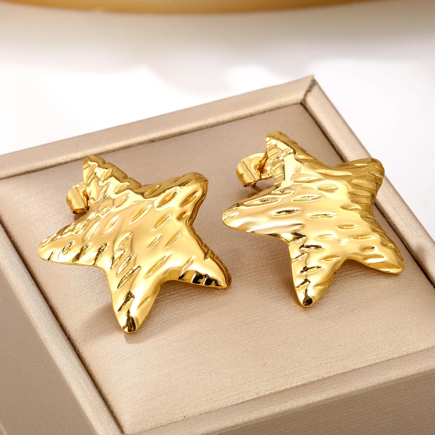 Fairy Flower Stud Earrings – 18K Gold-Plated Stainless Steel for Women