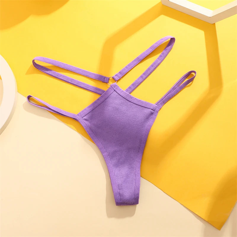 Double Strap Ring Detail Thong — Low-Rise Seamless G-String