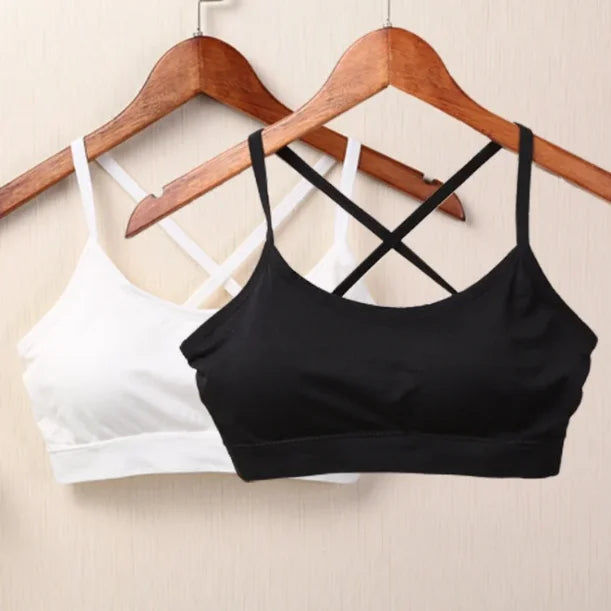 Women's Seamless Yoga Crop Top – Wire-Free, Padded, Wide Strap Activewear Tank