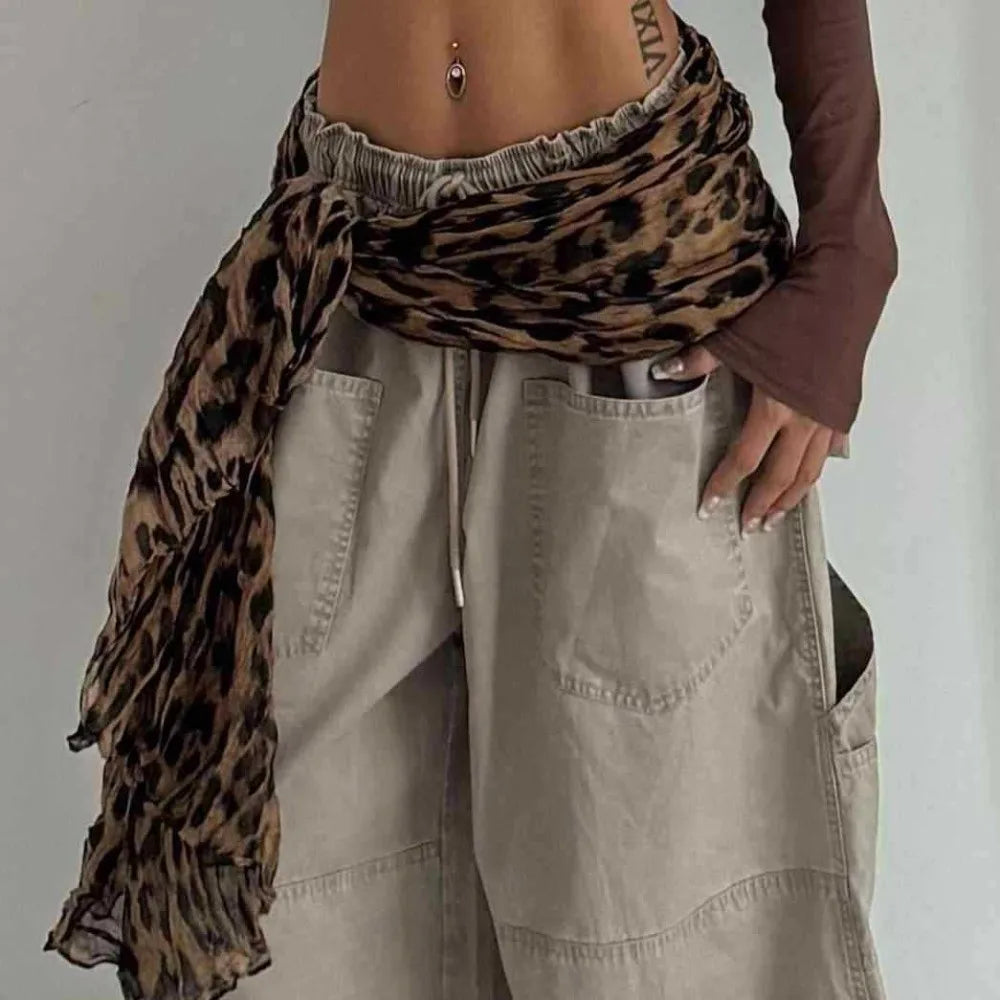 New Leopard Print Hip Scarf Bohemian Style Multifunctional Belt Accessory Vintage Waist Chain Women's Accessory