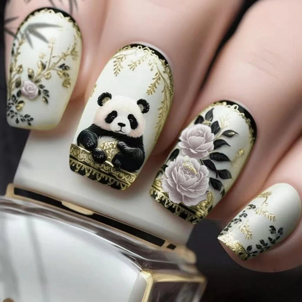 Short Coffin Press-On Nails – Stars & Moon, 24-Piece Set