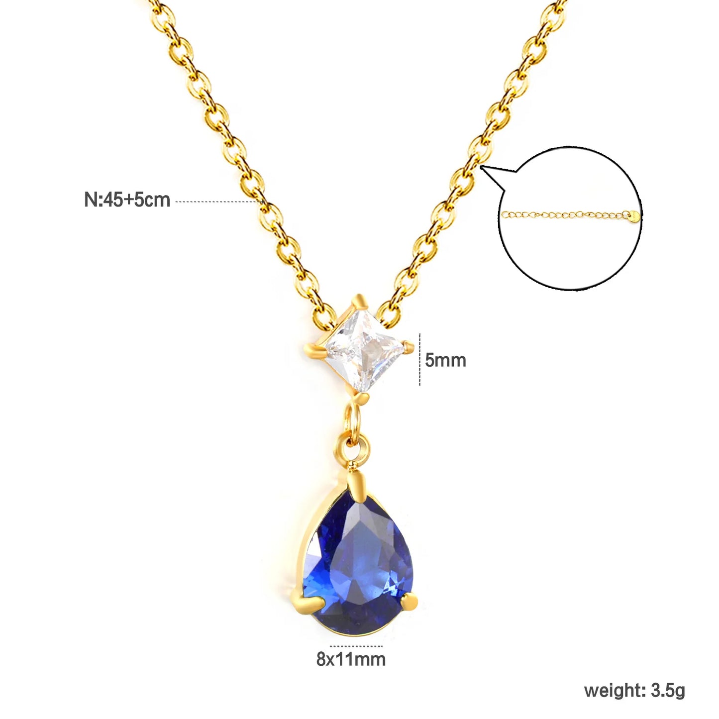 LUXUKISSKIDS Teardrop Necklaces Non-Fading Unique Design Waterdrop Pendant Necklace for Women Fashion Minimalist Chic Accessorie