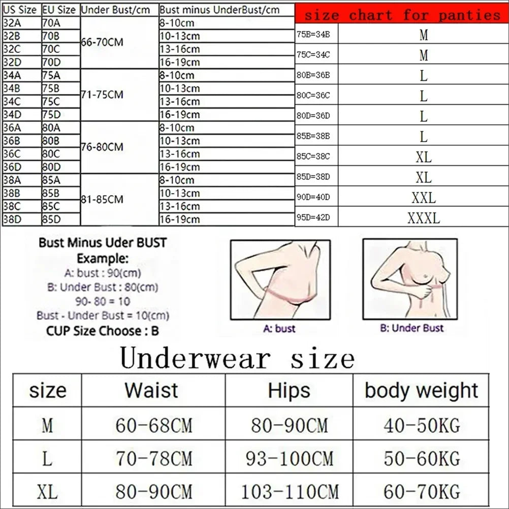Women's Premium Padded Push-Up Bra & Panty Set – Sporty Adjustable Seamless Lingerie
