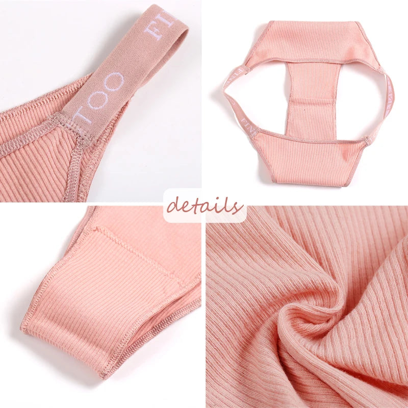 FINETOO 3Pcs Low-Rise Cotton Panties Women Sexy Bikini Underwear Letter Belt Underpants Ladies Comfortable Briefs Female Panties