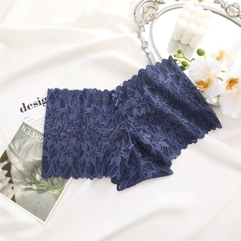 3-Pack Lace Boyshort Panties – Low-Rise Floral Underwear for Women (S–XL, 14 Color Sets)