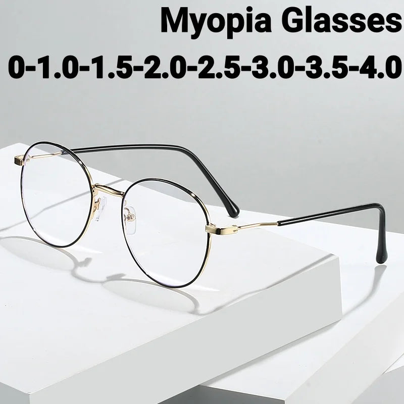 Vintage Round Metal Glasses for Men & Women | Myopia Options