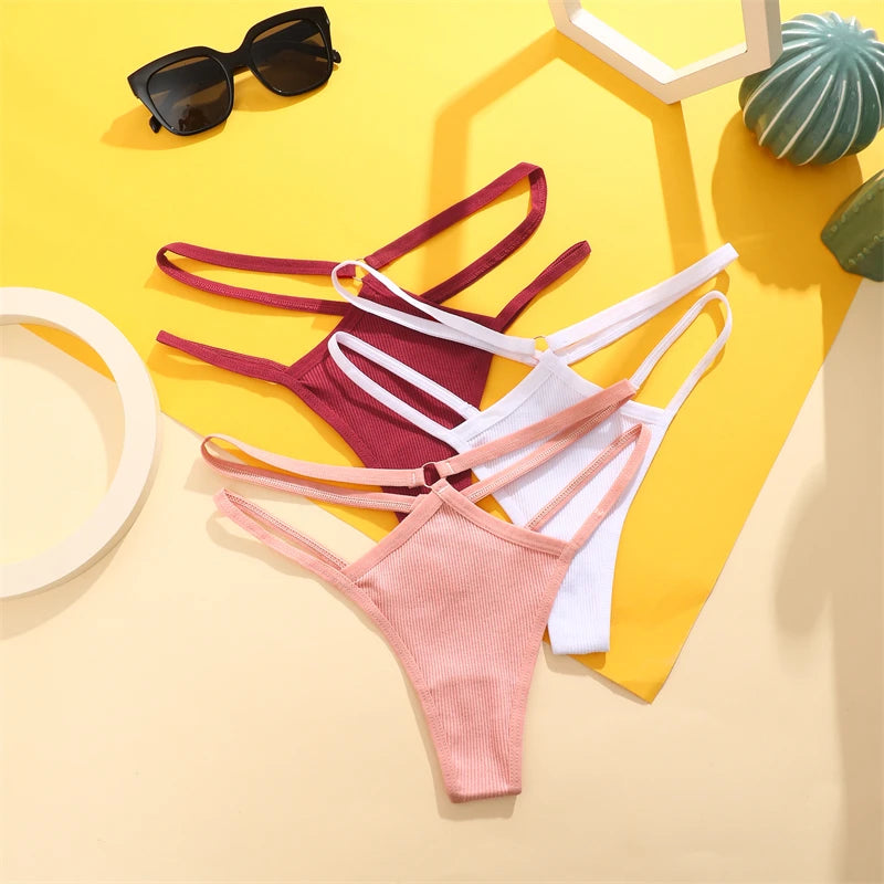 Double Strap Ring Detail Thong — Low-Rise Seamless G-String