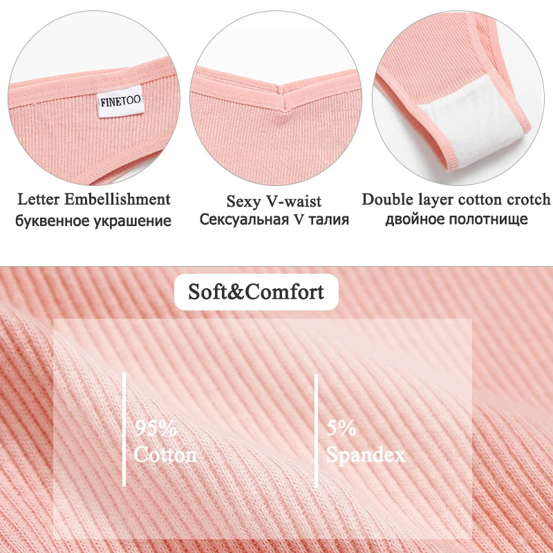 FINETOO 6Pcs/Set M-4XL Sexy Cotton Panties Female Underpants Sexy Panties for Women Briefs Underwear Plus Size Pantys Lingerie