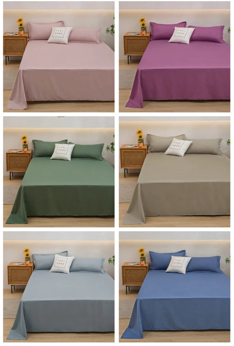 Soft Polyester Flat Bed Sheet, Solid Color Top Sheet