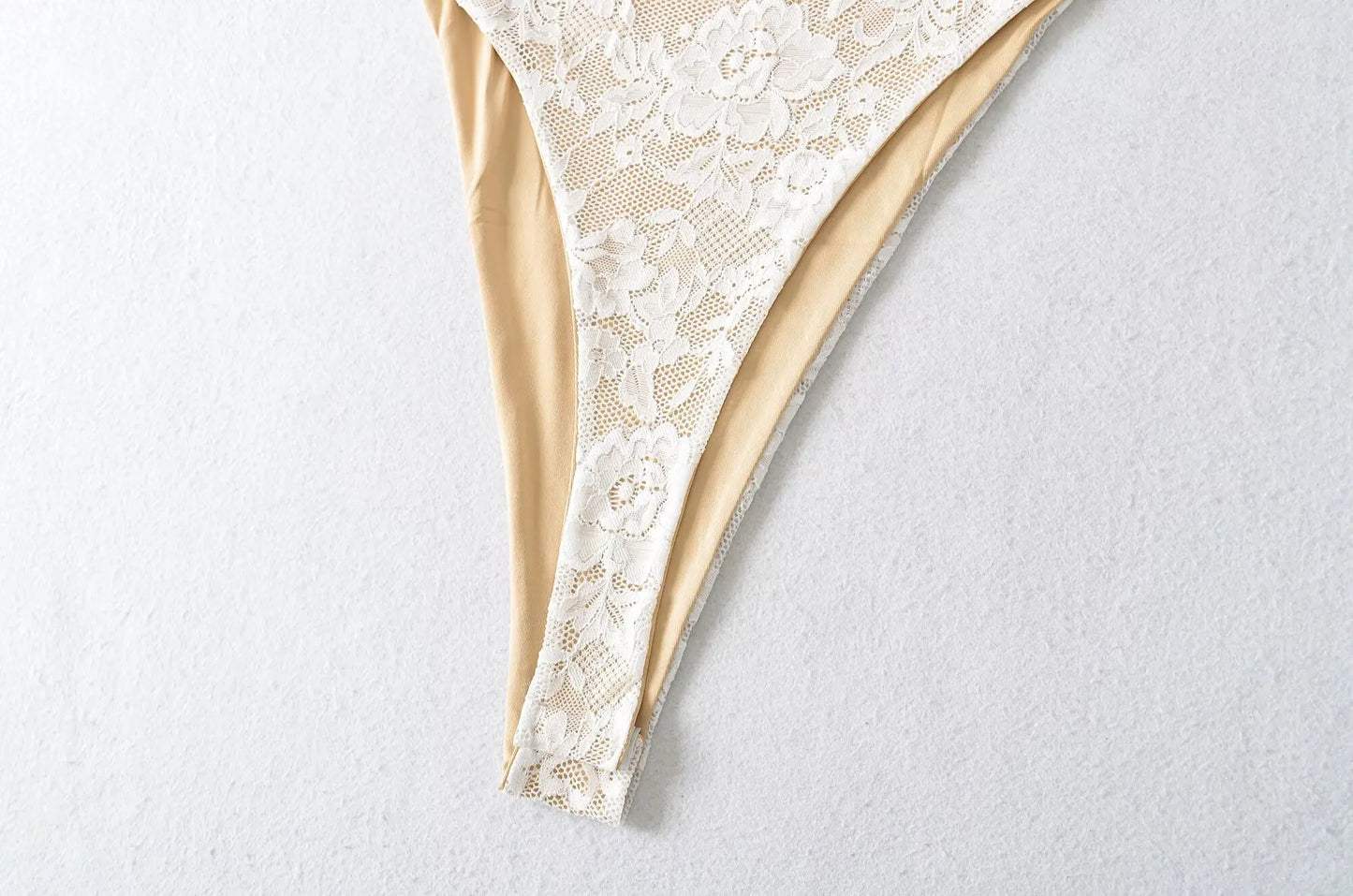Lace Floral Bodysuit — Spaghetti Strap Slim Fit Romper