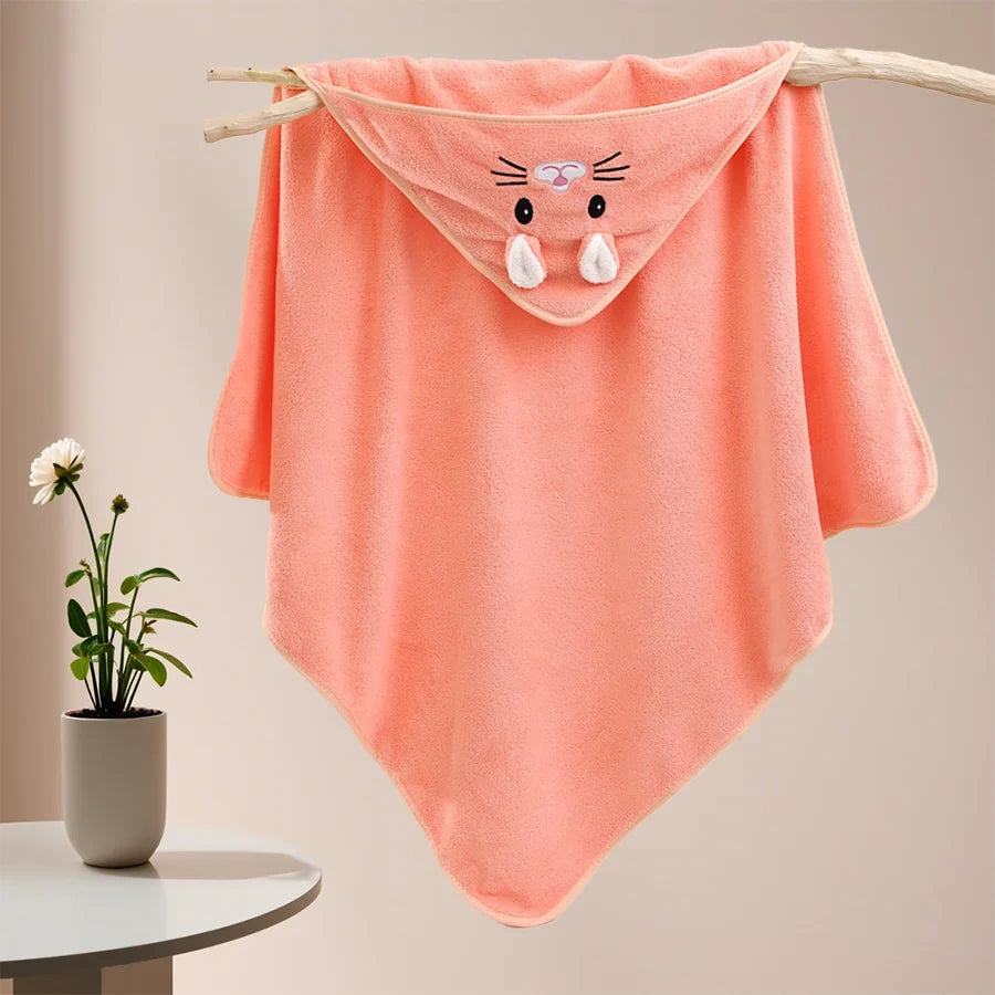 Cute Animal Baby Bath Towel – Soft, Absorbent Hooded Wrap for Newborns & Toddlers (80x80cm)