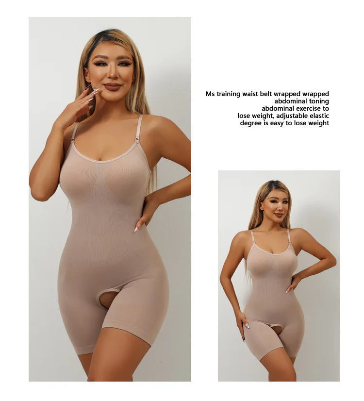 Seamless Full Body Shaper — Tummy Control Open-Crotch Bodysuit