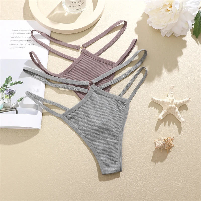 Double Strap Ring Detail Thong — Low-Rise Seamless G-String