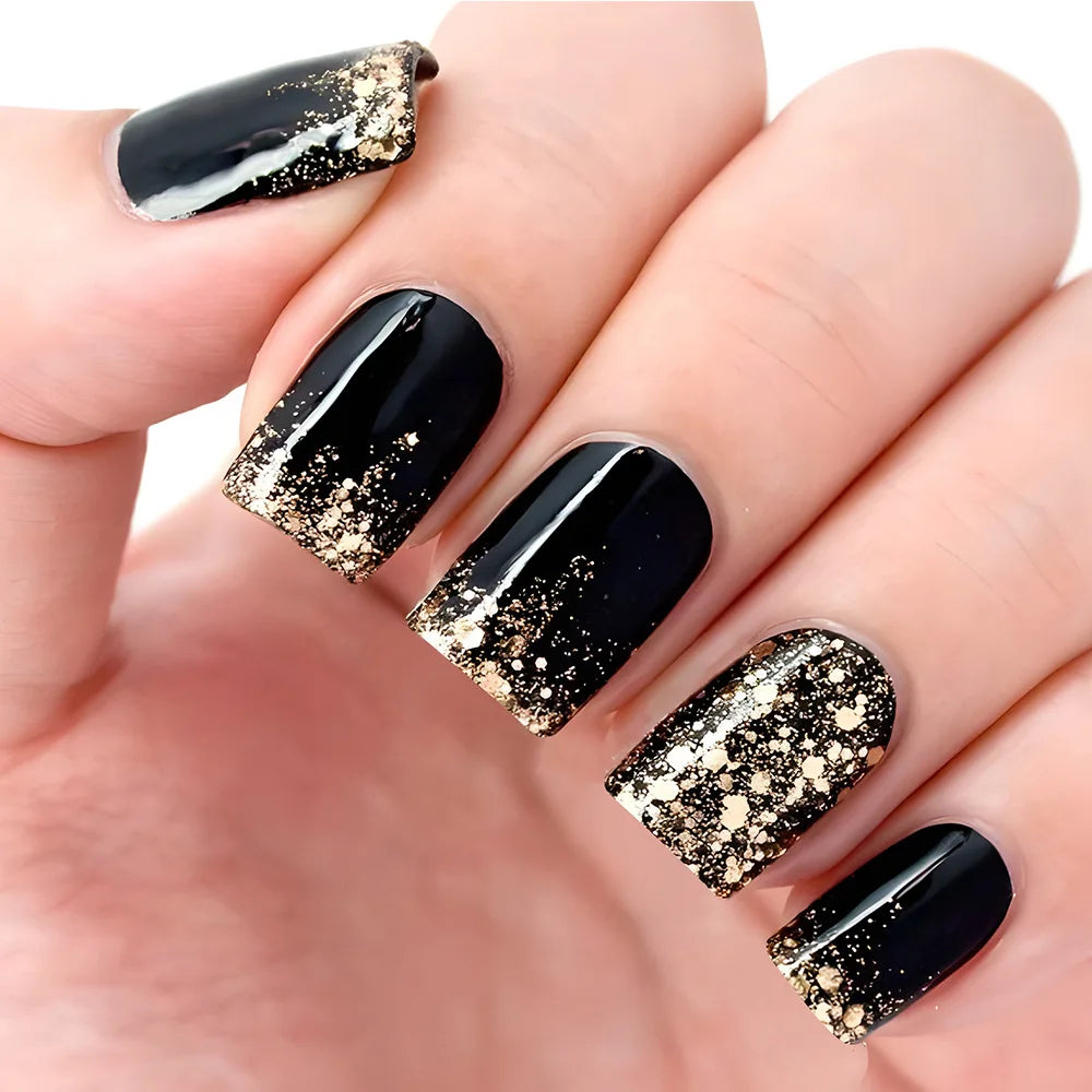 Short Ballerina Press-On Nails – Ombre Gradient Designs, 24 Pieces