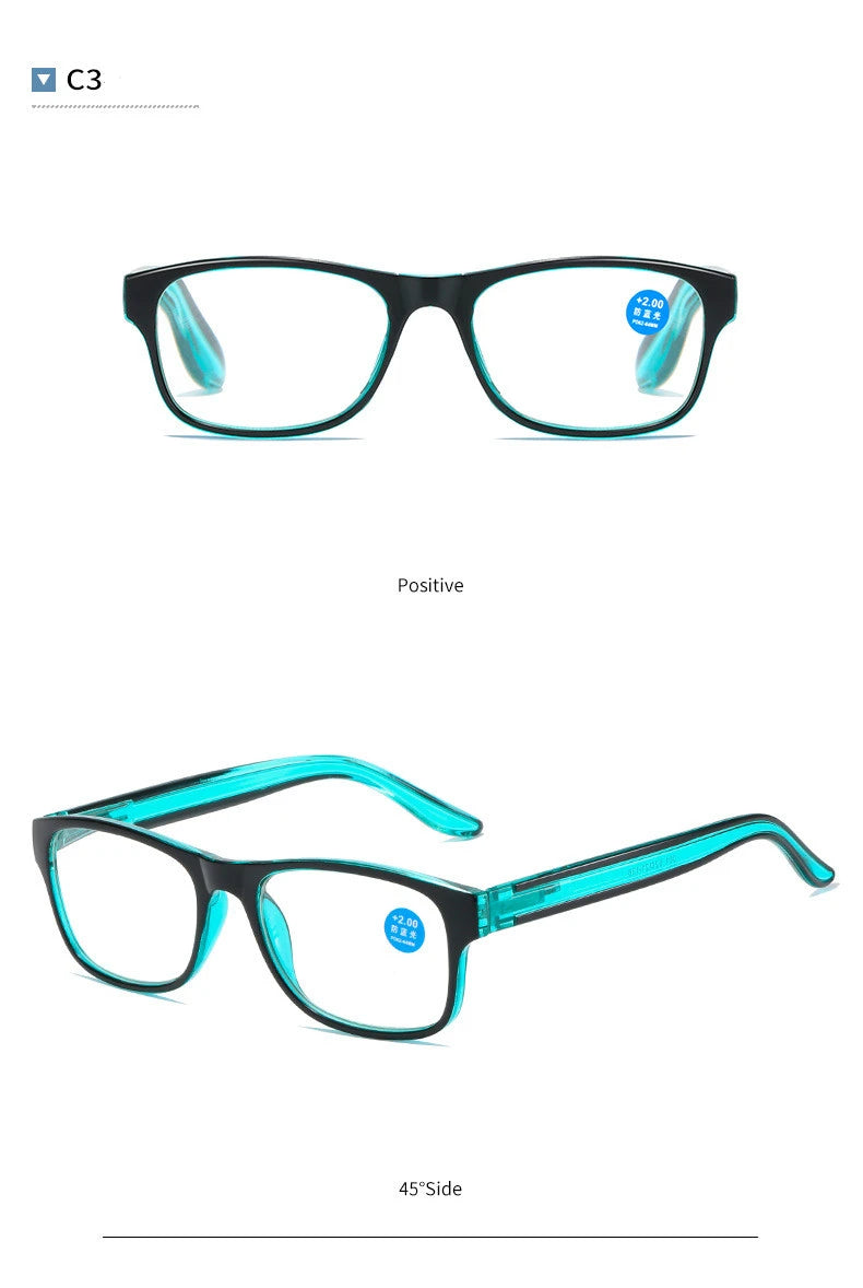 Square Reading Glasses | 4 Frame Colors, +1.00 to +4.00