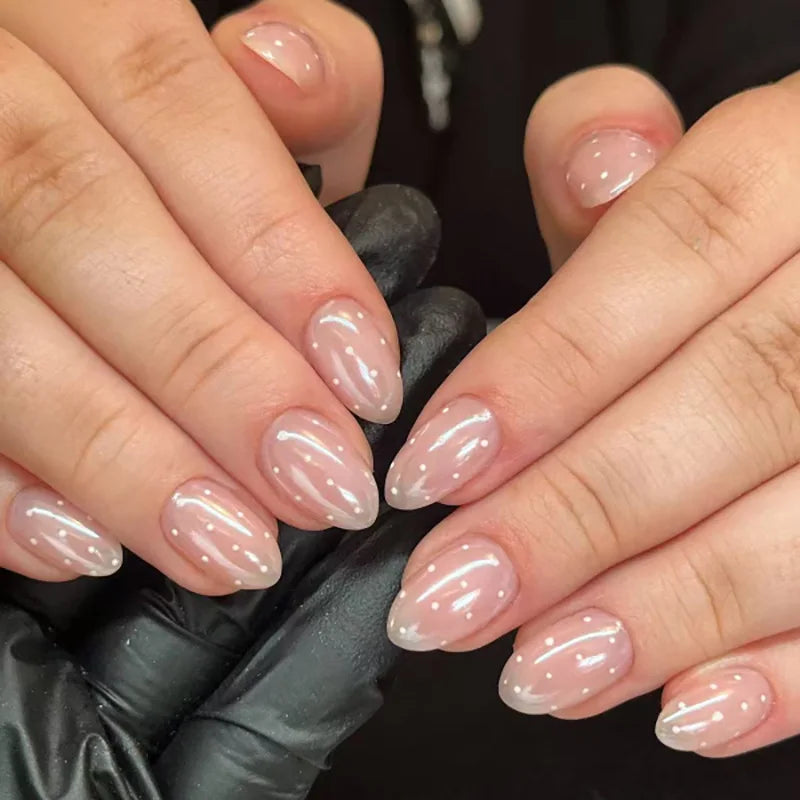 Long Coffin Press-On Nails with Glue – Nude, Pink & Color Designs, 24 Pieces