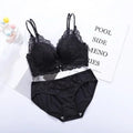 Women's Deep V Sexy Push Up Bra for Small Flat Chest | Ultra-Thick 3D Cup Lingerie with Gathered Back | Wire-Free Beaded Bra Set (32–38 / 70–85 AB)