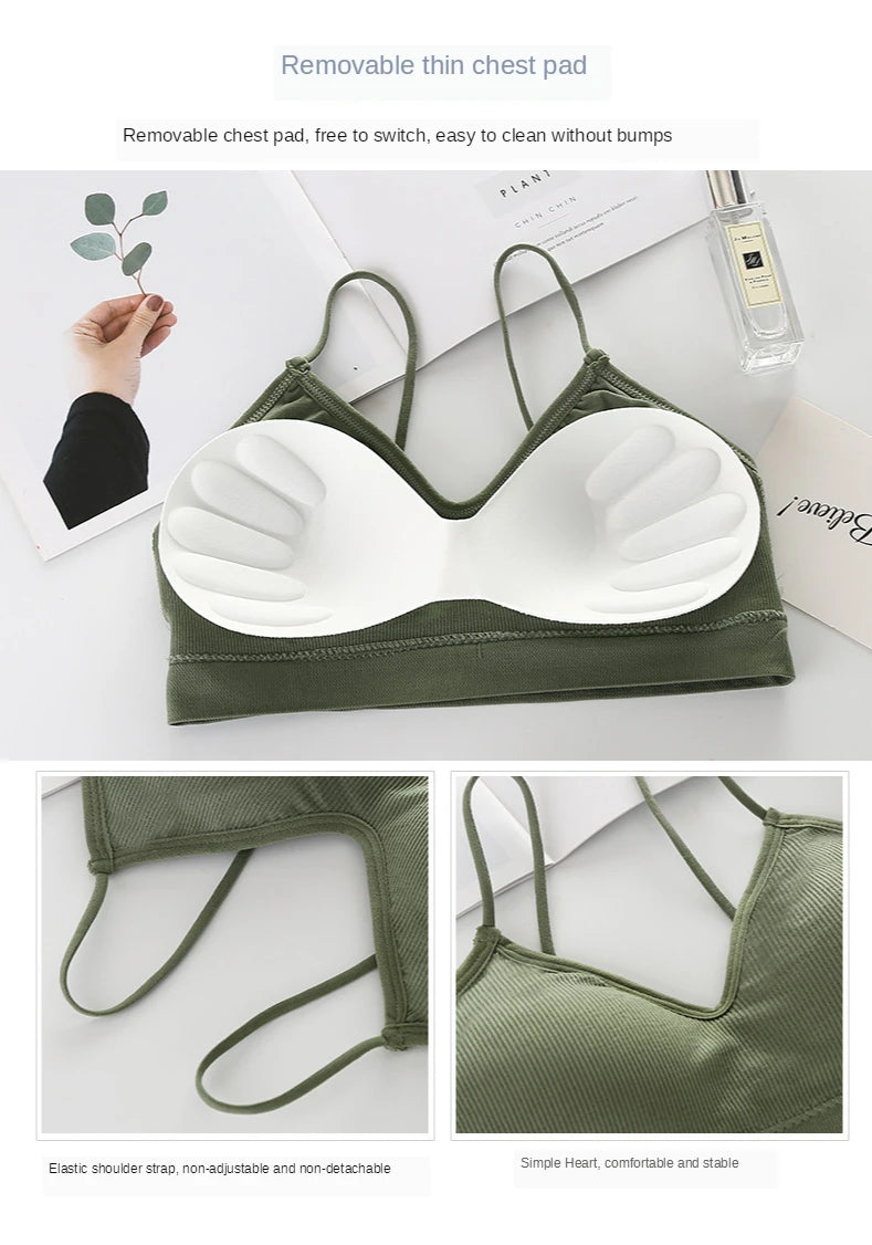 Women's Backless V-Neck Sports Bra – Seamless Push-Up Bralette | Yoga & Sleep