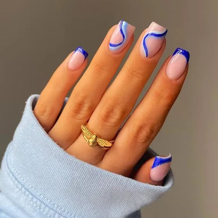Short Ballerina Press-On Nails – Ombre Gradient Designs, 24 Pieces
