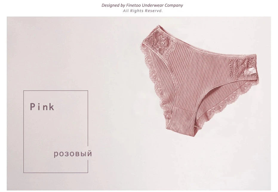 FINETOO 7PCS Cotton Underwear Women's Panties Set Comfort Underpants Floral Lace Briefs For Woman Sexy Low-Rise Pantys Intimates