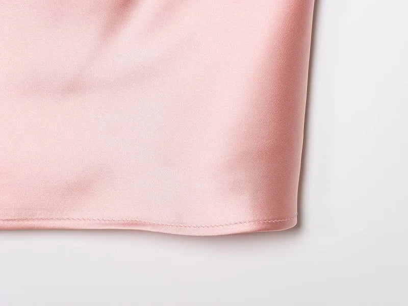 Satin Halter Cowl-Neck Backless Top — Women's Camisole