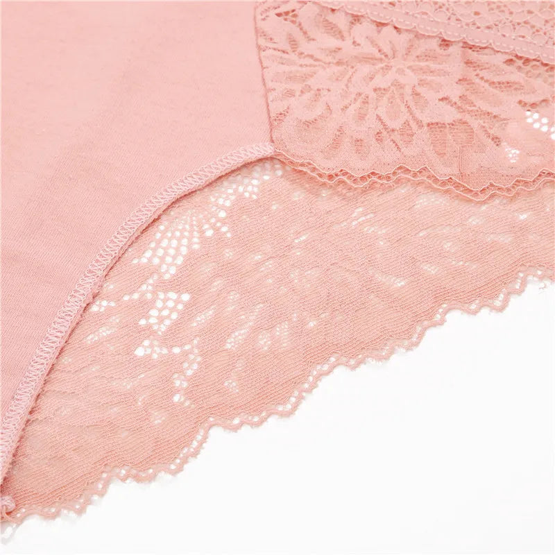 Women's Lace Back Briefs – 4-Piece Set | Sexy Hollow Out Cotton Underwear (S–XL)