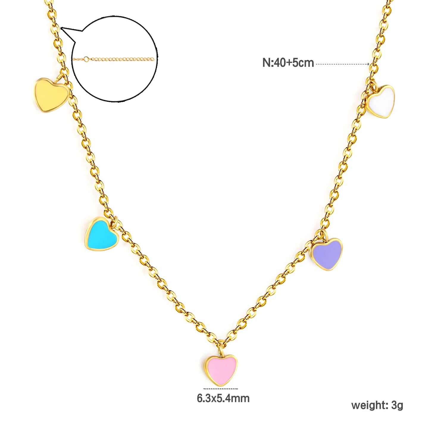 Colorful Rhinestone Chain Necklace – Multicolor Zirconia 18K Gold-Plated Stainless Steel Sweater Necklace for Women