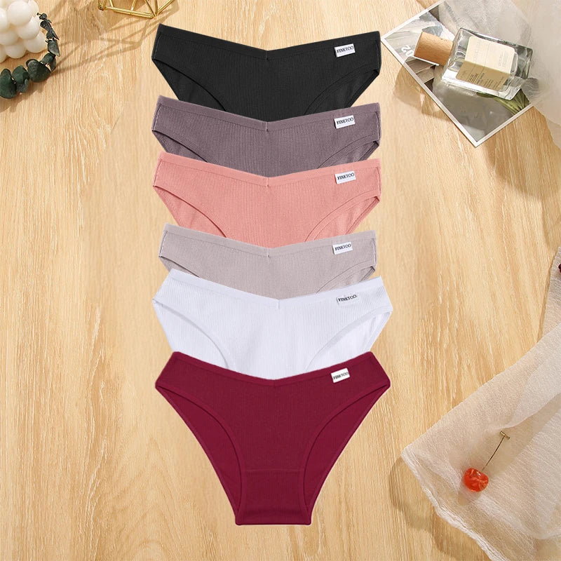 FINETOO 6Pcs/Set M-4XL Sexy Cotton Panties Female Underpants Sexy Panties for Women Briefs Underwear Plus Size Pantys Lingerie