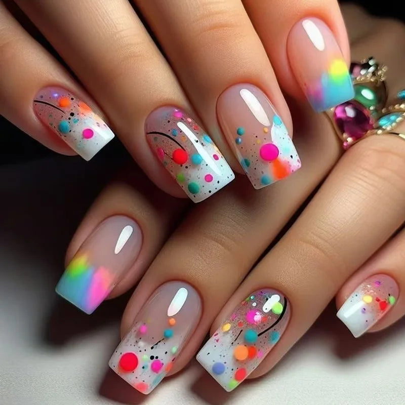 Short Coffin Press-On Nails – Stars & Moon, 24-Piece Set