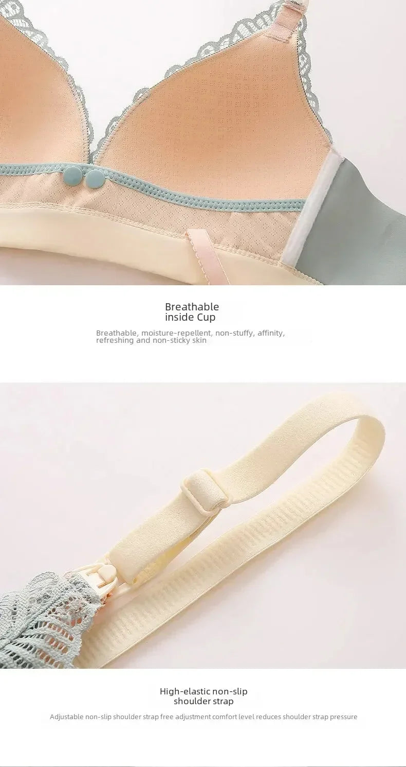Wire-free Thin Breastfeeding Bra Comfortable Gathered Pregnancy Postpartum Breastfeeding Front Opening Pregnant Women Chest Wrap
