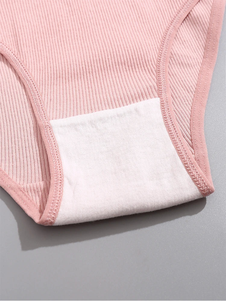 FINETOO 7Pcs Cotton M-3XL Striped Underwear Women's Breathable Panties Sexy V Waist Comfortable Briefs Ladies Low Waist Lingerie
