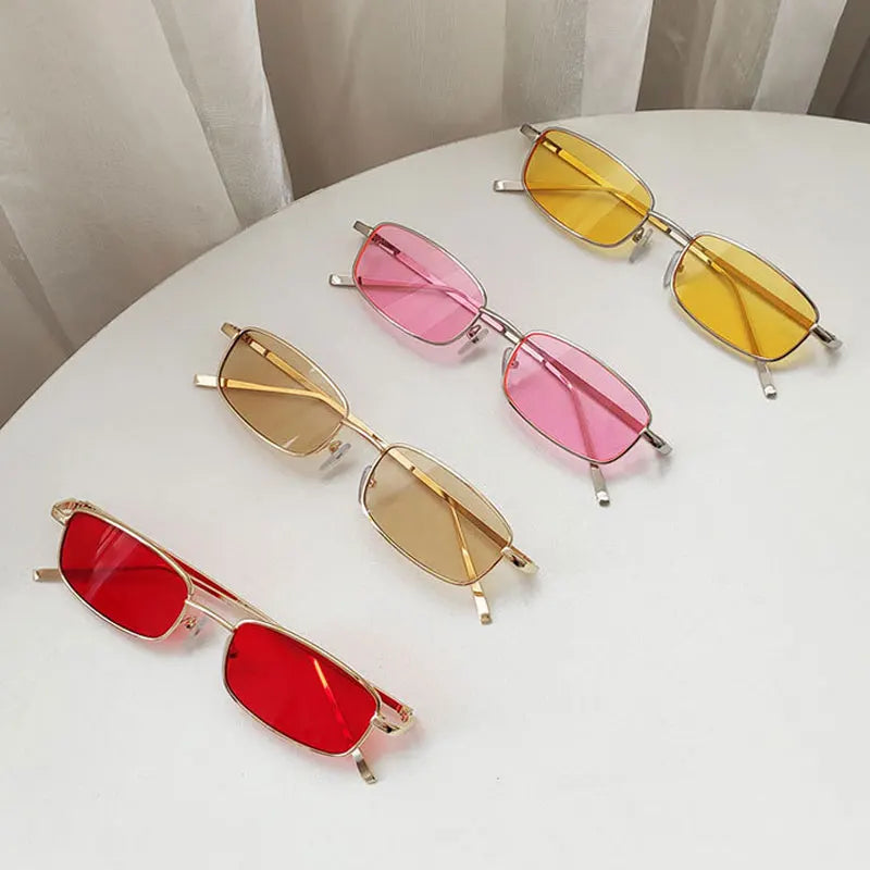 Slim Metal-Frame Sunglasses | Color Lens Options