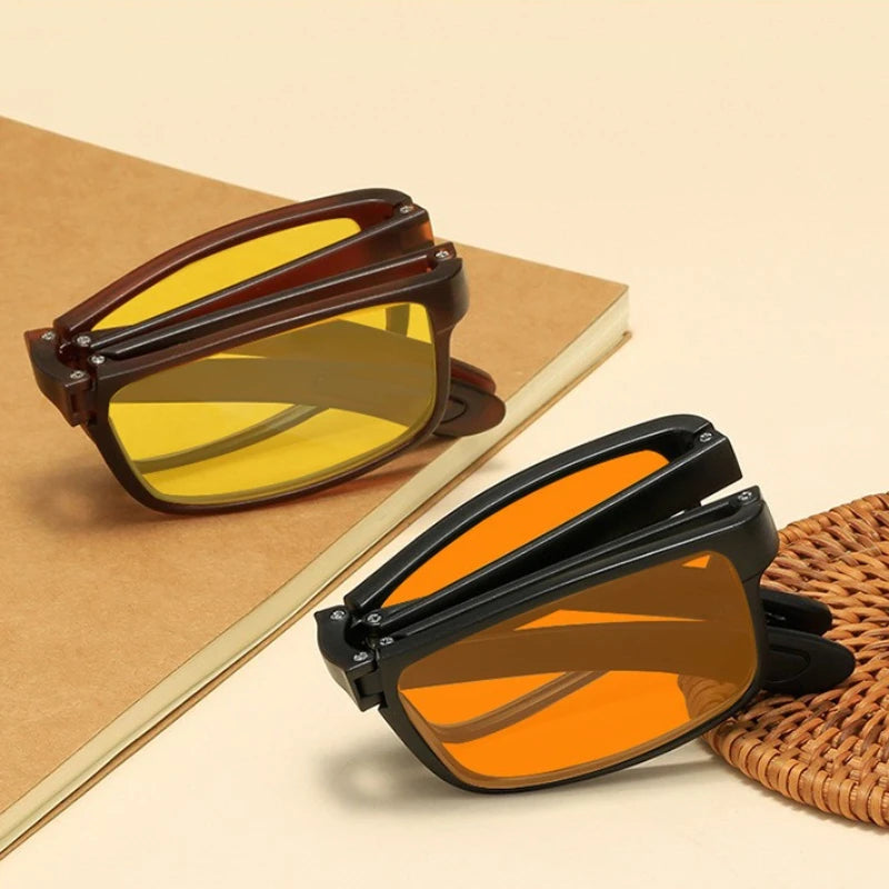 Foldable Rectangular Glasses | Orange & Red Lens Options